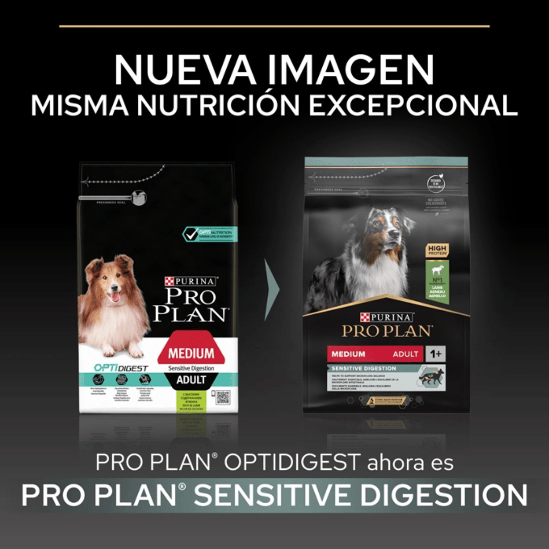 alimento completo para perros adultos de razas medianas con una digestión sensible. Fácilmente digestible y demostrado que mejora del equilibrio de la microflora intestinal.
