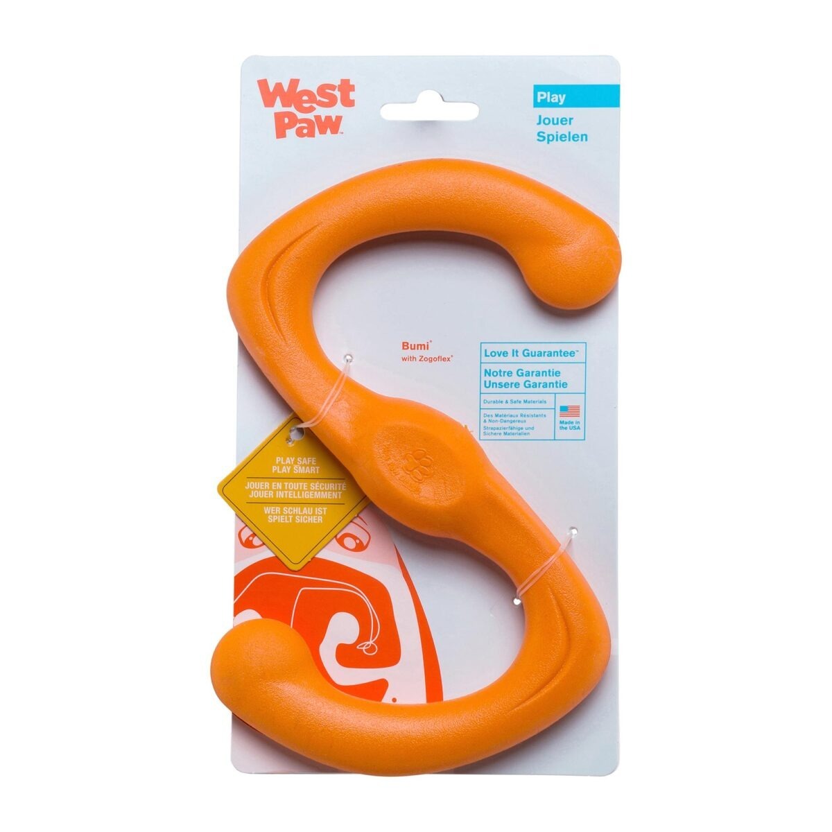 West Paw Zogoflex Juguete Bumi L 24Cm Mandarina