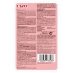 Reverso del envase de Churu Broth pollo con salmón con composición y análisis