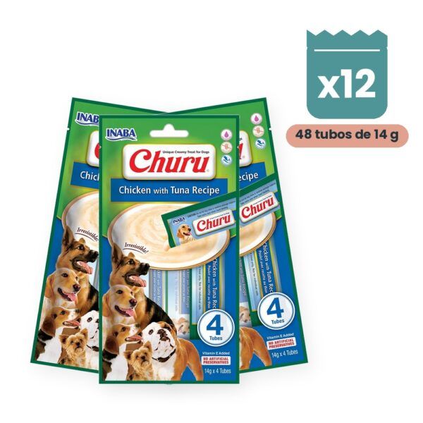 Churu Pollo Con Atún Snack Cremoso Para Perros Pack 12x4 Tubos