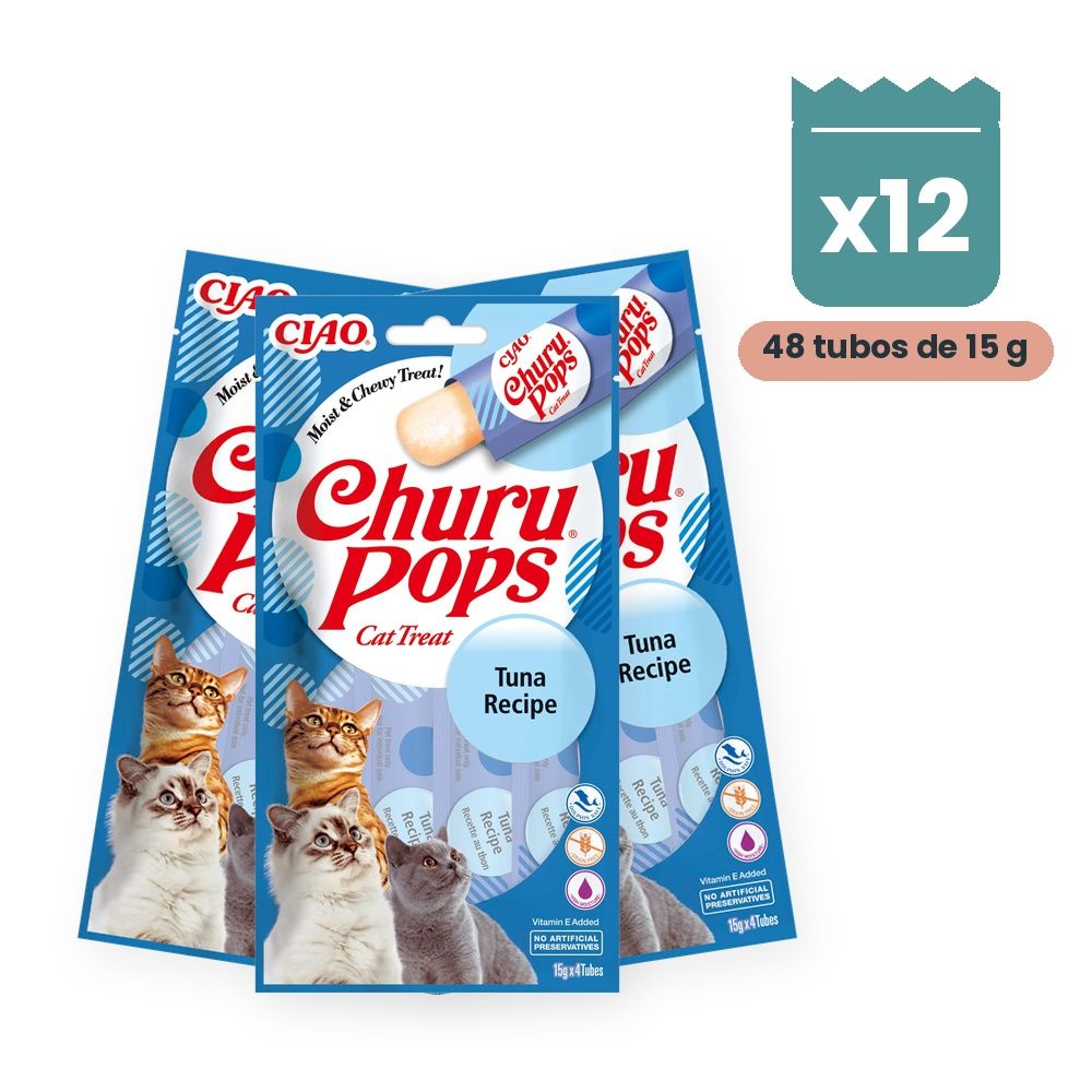 Churu Pops Atún Snack Jugoso Para Gatos Pack 12x4 Tubos Churu Pops Atún Snack Jugoso Para Gatos Pack 12x4 Tubos