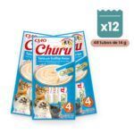 Churu Puré Atún Con Vieira Snack Cremoso Para Gatos Pack 12x4 Tubos