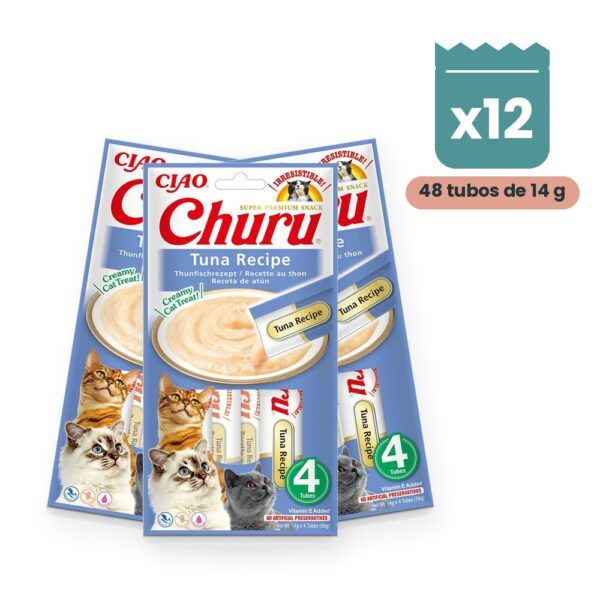 Churu Puré Atún Snack Cremoso Para Gatos Pack 12x4 Tubos
