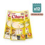 Churu Puré Pollo Con Queso Snack Cremoso Para Gatos Pack 12x4 Tubos