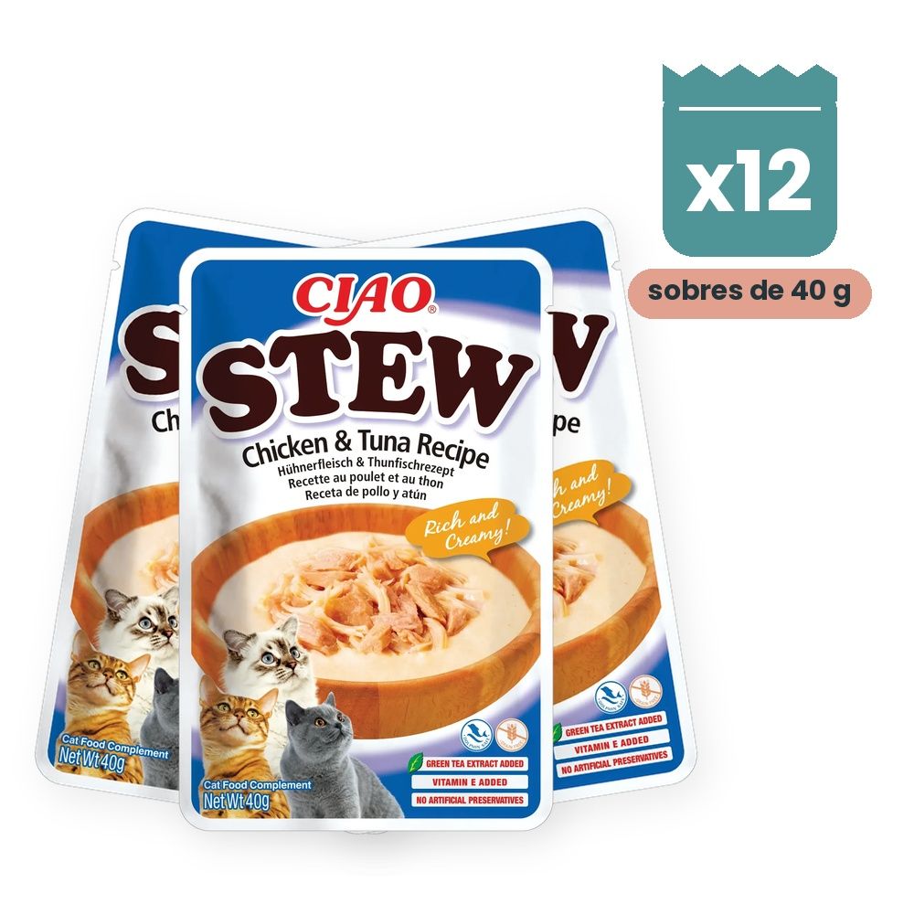 Churu Stew Pollo Con Atún Estofado Para Gatos Pack 12x40 g Churu Stew Pollo Con Atún Estofado Para Gatos Pack 12x40 g