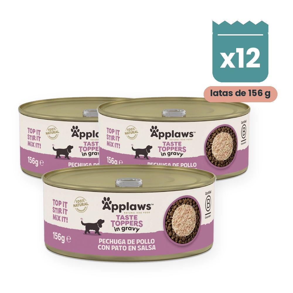 Applaws Taste Toppers pollo con pato en salsa para perros lata 156 g pack 12