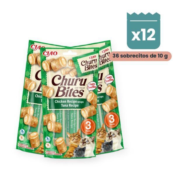 Churu Bites Atún Premios Rellenos Para Gatos Pack 12x30 g