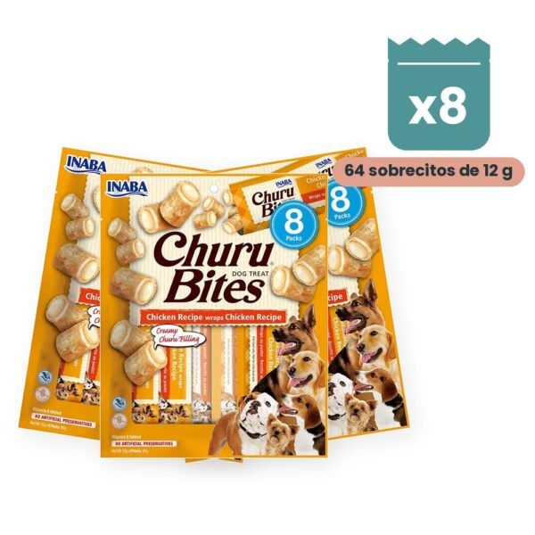 Churu Bites Pollo Premios Rellenos Para Perros Pack 8x96 g