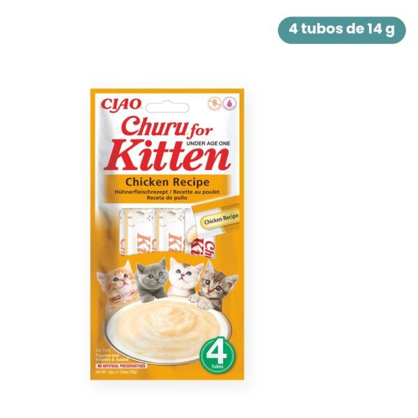 Churu Kitten Pollo Snack Cremoso Para Gatos 4 Tubos