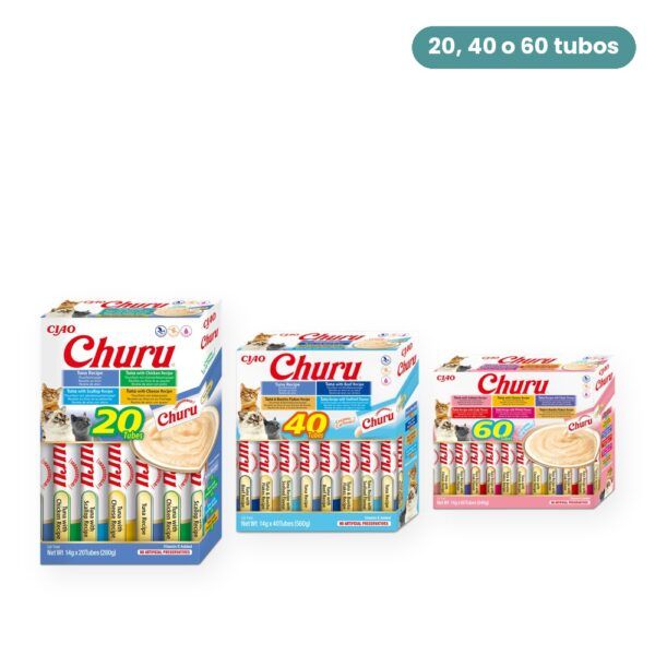Churu Puré Variedad Atún Snack Cremoso Para Gatos 20, 40 o 60 Tubos