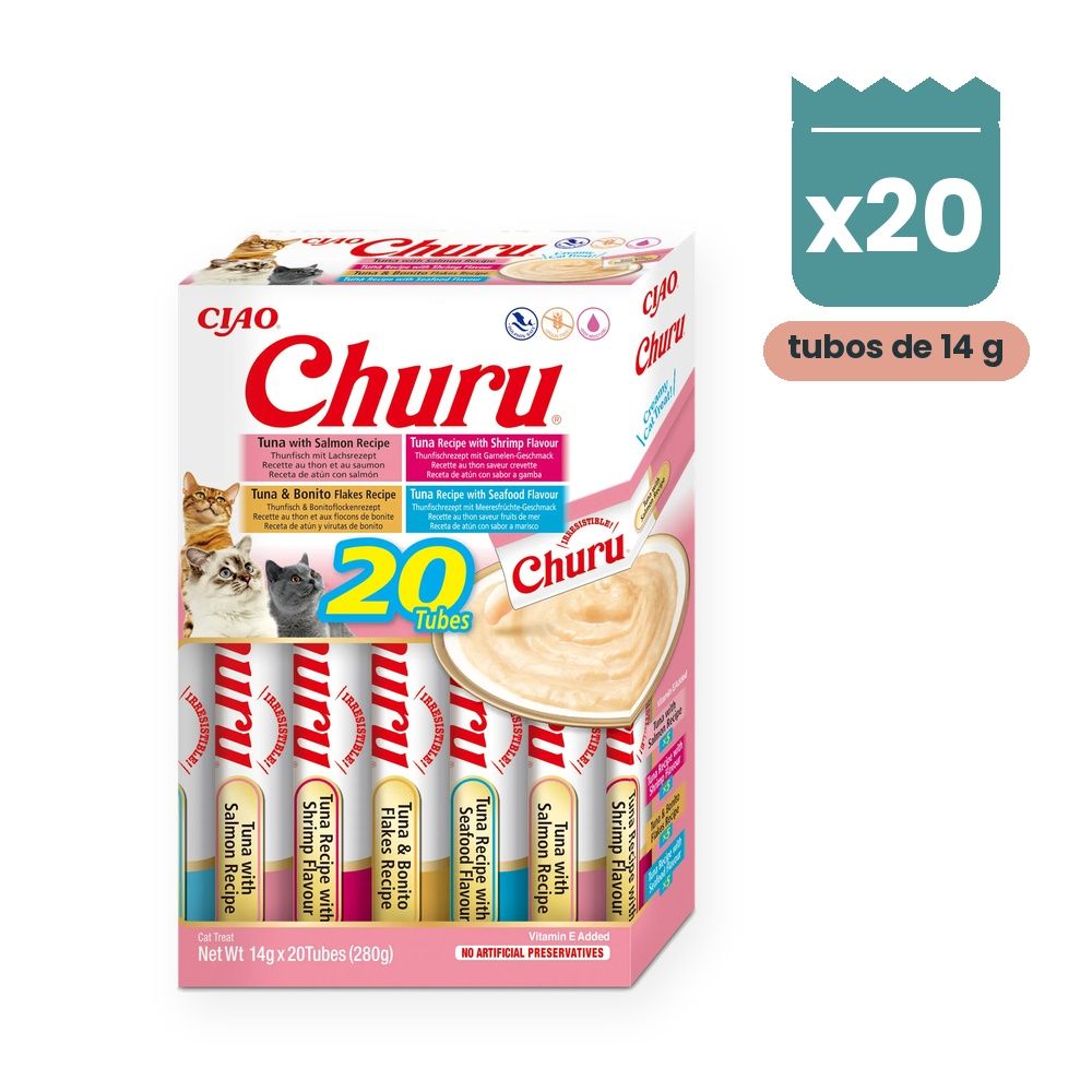 Churu Puré Variedad Marisco Snack Cremoso Para Gatos 20 Tubos Churu Puré Variedad Marisco Snack Cremoso Para Gatos 20 Tubos