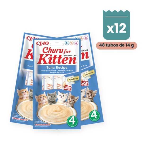 Churu Kitten Atún Snack Cremoso Para Gatos Pack 12x4 Tubos