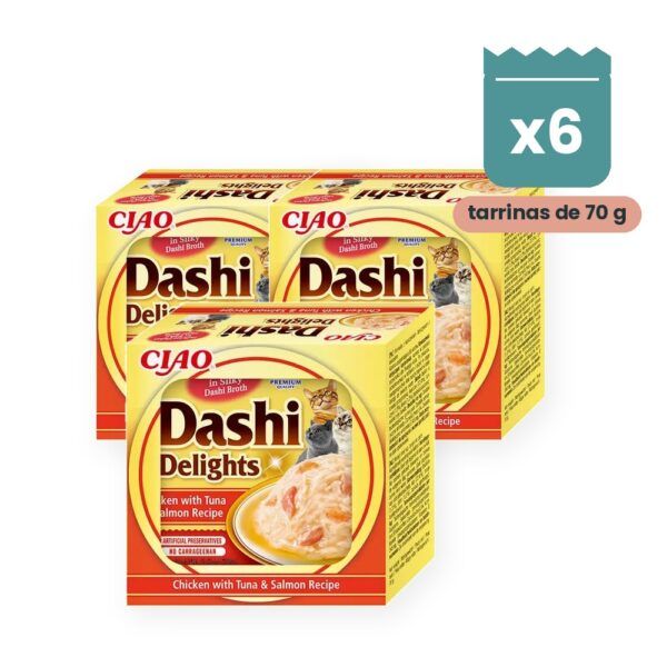 Churu Dashi Delights Pollo Con Atún Y Salmón Para Gatos Pack 6x70 g