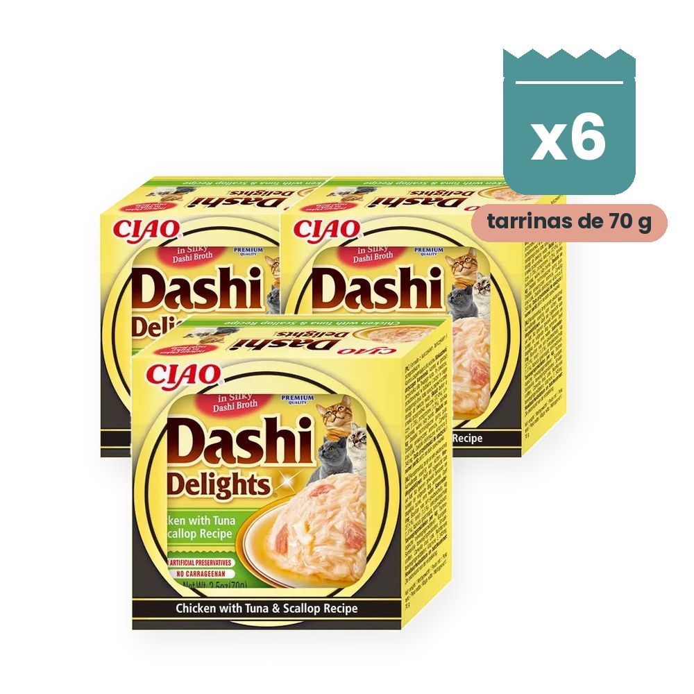 Churu Dashi Delights Pollo Con Atún Y Vieira Para Gatos Pack 6x70 g