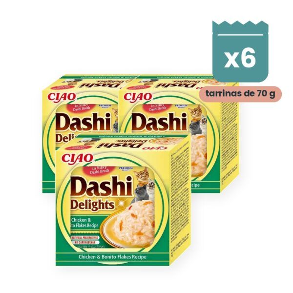 Churu Dashi Delights Pollo Con Copos De Bonito Para Gatos Pack 6x70 g