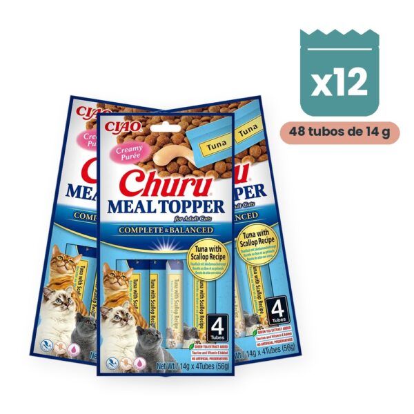 Churu Meal Topper Atún Con Vieira Para Gatos Pack 12x4 Tubos
