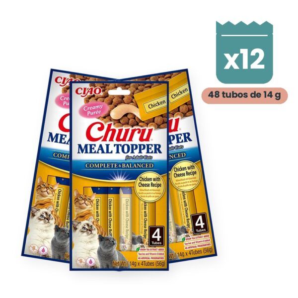 Churu Meal Topper Pollo Con Queso Para Gatos Pack 12x4 Tubos