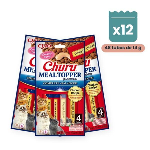 Churu Meal Topper Pollo Topping Completo Para Gatos Pack 12x4 Tubos