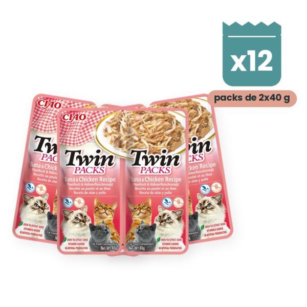 Churu Twin Packs Atún Con Pollo En Caldo Para Gatos Pack 12x2 Sobres