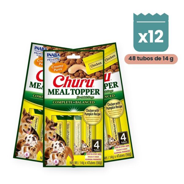 Churu Meal Topper Pollo Con Calabaza Para Perros Pack 12x4 Tubos