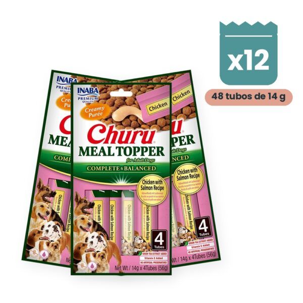 Churu Meal Topper Pollo Con Salmón Para Perros Pack 12x4 Tubos
