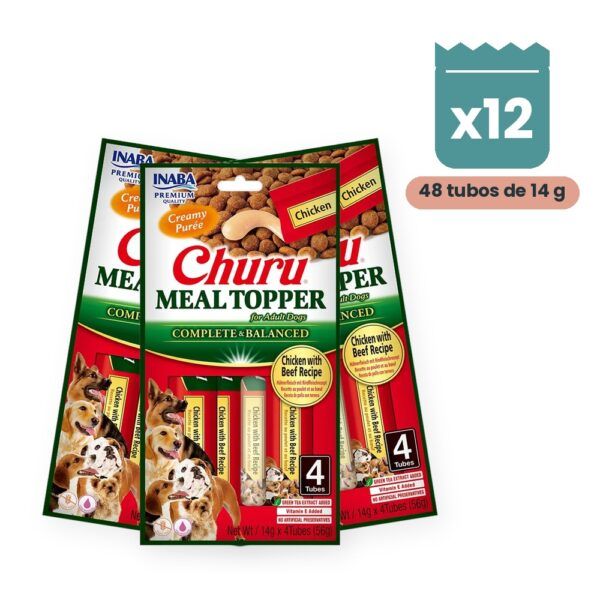 Churu Meal Topper Pollo Con Ternera Para Perros Pack 12x4 Tubos