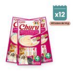 Churu Puré Atún Con Sabor Gamba Snack Cremoso Para Gatos Pack 12x4 Tubos