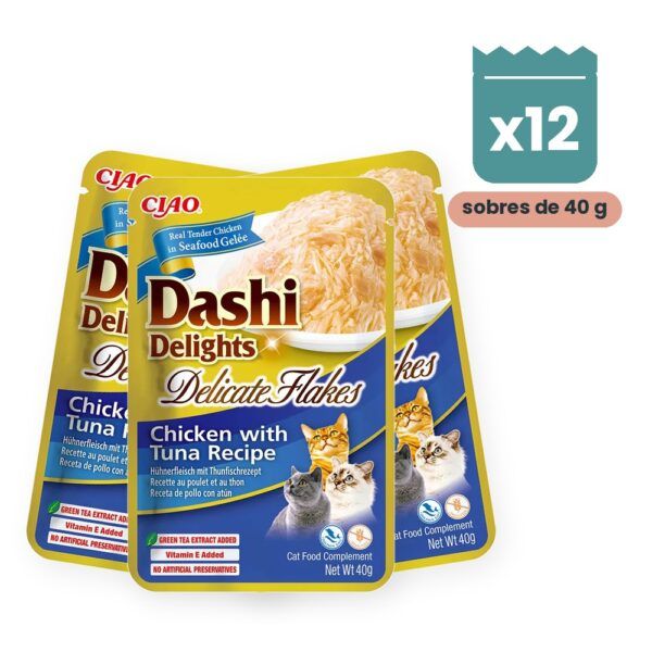 Churu Dashi Delights Flakes Pollo Con Atún En Caldo Para Gatos Pack 12x40 g