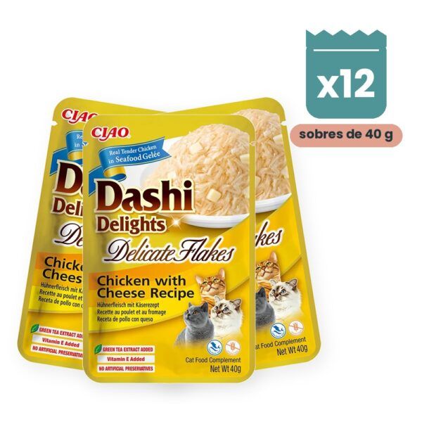 Churu Dashi Delights Flakes Pollo Con Queso Para Gatos Pack 12x40 g