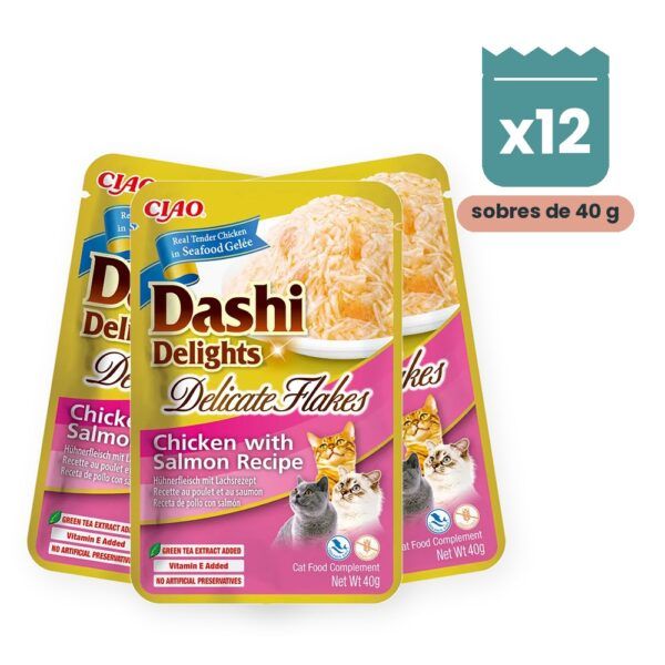Churu Dashi Delights Flakes Pollo Con Salmón Para Gatos Pack 12x40 g