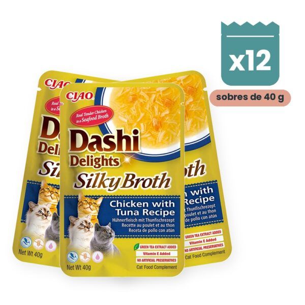 Churu Dashi Delights Silky Broth Pollo Con Atún Para Gatos Pack 12x40 g