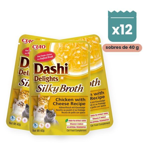 Churu Dashi Delights Silky Broth Pollo Con Queso Para Gatos Pack 12x40 g