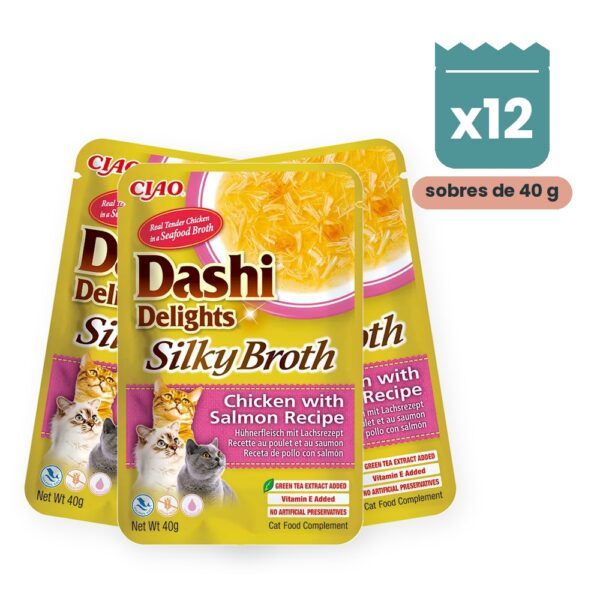Churu Dashi Delights Silky Broth Pollo Con Salmón Para Gatos Pack 12x40 g