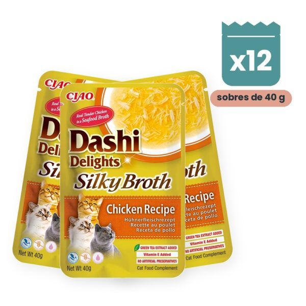 Churu Dashi Delights Silky Broth Pollo Caldo Para Gatos Pack 12x40 g