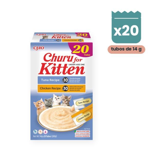 Churu Kitten Variedad Atún Y Pollo Snack Cremoso Para Gatos 20 Tubos