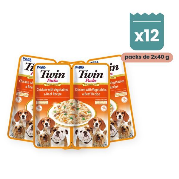Churu Twin Packs Pollo Con Verduras Y Ternera Para Perros Pack 12x2 Sobres