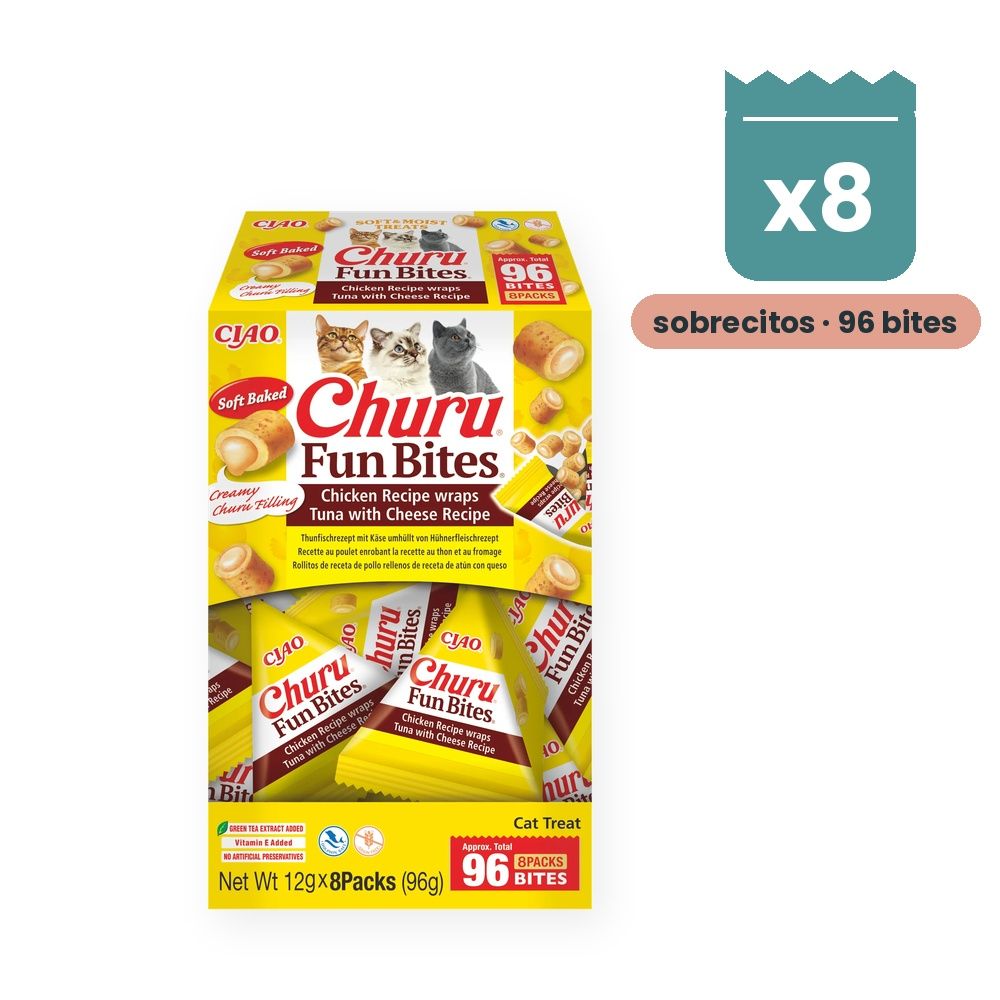Churu Fun Bites Atún Con Queso Premios Rellenos Para Gatos Caja 8x12 g Churu Fun Bites Atún Con Queso Premios Rellenos Para Gatos Caja 8x12 g