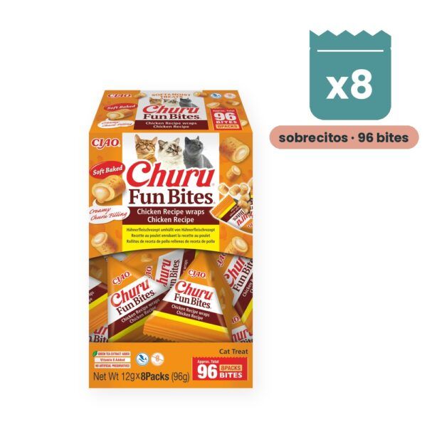 Churu Fun Bites Pollo Premios Rellenos Para Gatos Caja 8x12 g