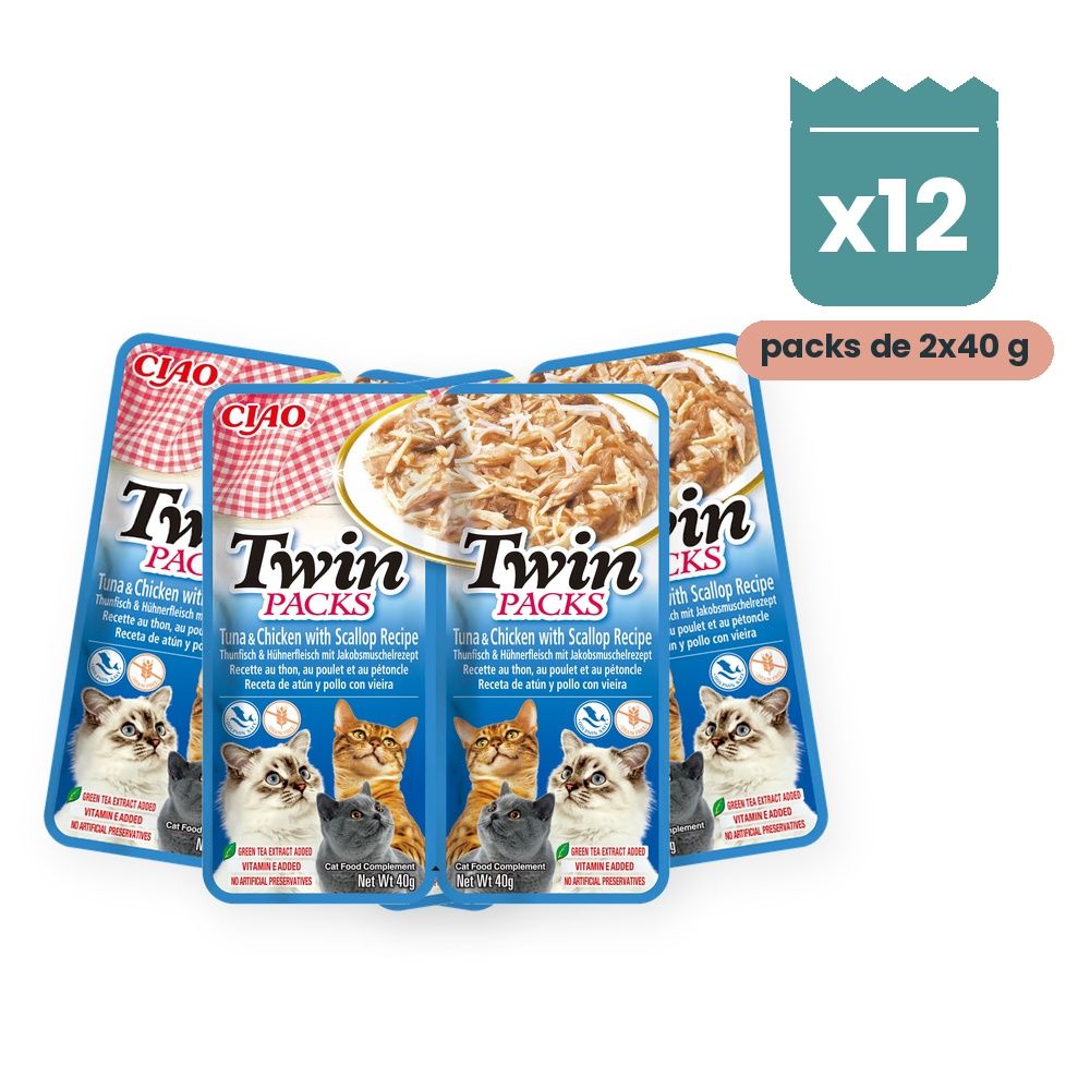 Churu Twin Packs Atún Con Pollo Y Vieira Para Gatos Pack 12x2 Sobres Churu Twin Packs Atún Con Pollo Y Vieira Para Gatos Pack 12x2 Sobres
