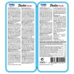 Reverso del envase de Churu Twin Packs pollo con verduras y queso con composición y análisis