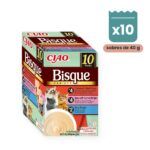 Churu Bisque Variedad Pollo Con Ternera Y Atún Con Salmón Para Gatos 10x40 g