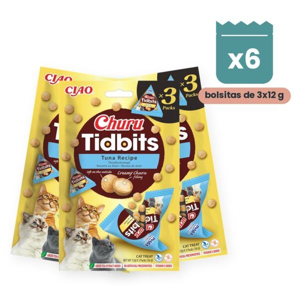 Churu Tidbits Atún Bocaditos Rellenos Para Gatos Pack 6 Bolsitas