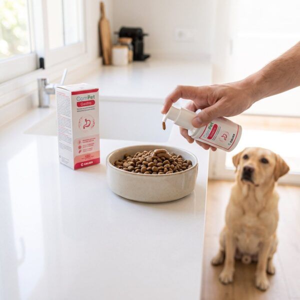 Calier Compet Gastro pasta protector gástrico en uso