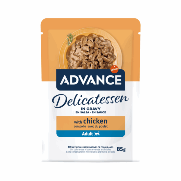Advance Delicatessen Bocaditos en Salsa con Pollo Para Gatos Pack Ahorro 24×85 Gr