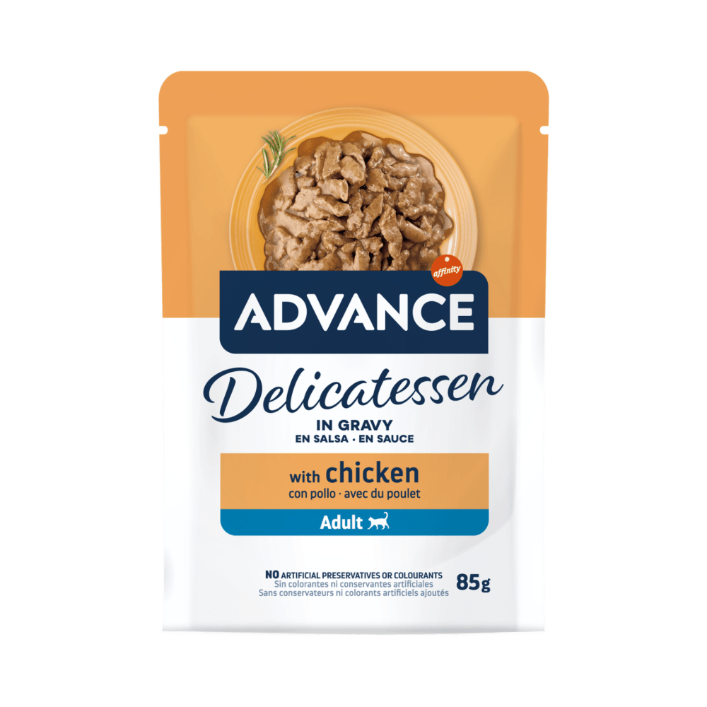 Advance Delicatessen Bocaditos en Salsa con Pollo Para Gatos Pack Ahorro 24×85 Gr Advance Delicatessen Bocaditos en Salsa con Pollo Para Gatos Pack Ahorro 24×85 Gr