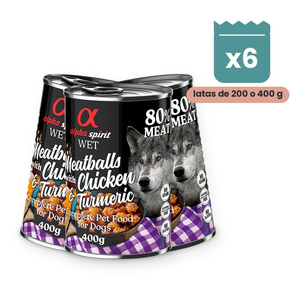 Alpha Spirit Albóndigas de Pollo con Cúrcuma para Perros en Lata Alpha Spirit Albóndigas de Pollo con Cúrcuma para Perros en Lata
