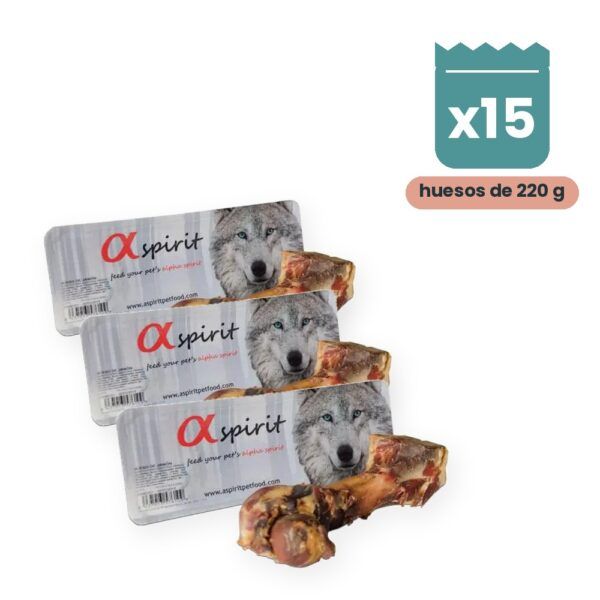 Alpha Spirit Hueso de Jamón Serrano Estándar al Vacío para Perros Caja 15x220 g