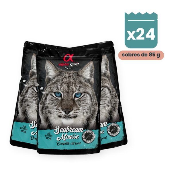Alpha Spirit Mousse de Dorada para Gatos en Sobre Pack 24x85 g