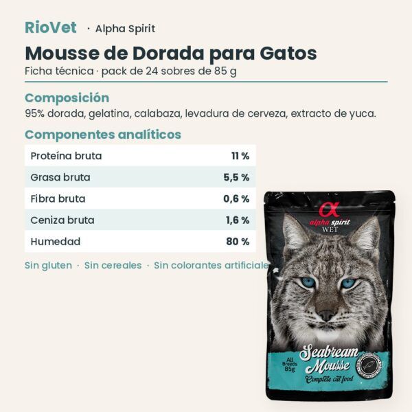 Ficha técnica de Mousse de Dorada para Gatos de Alpha Spirit