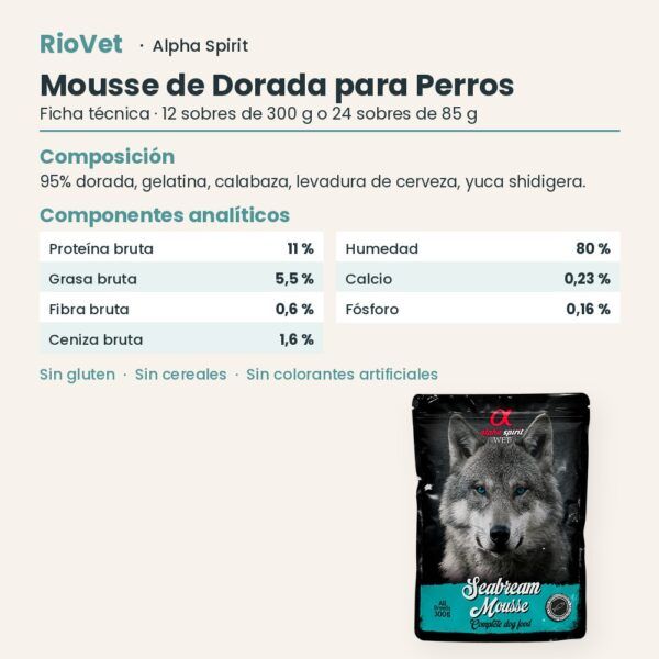 Ficha técnica de Mousse de Dorada para Perros de Alpha Spirit